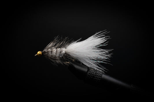 Beadhead Wooly Bugger White/Grizzly